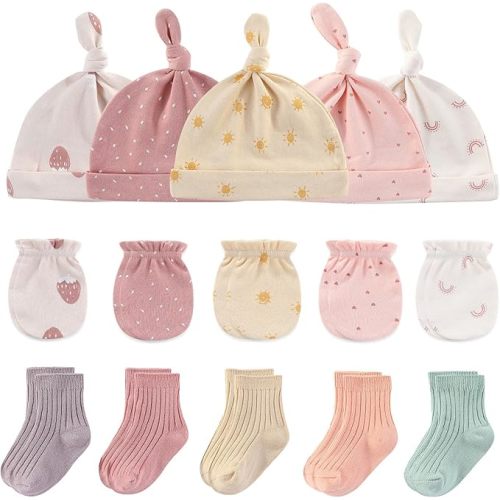 Baby Hats Mittens and Socks Set Cotton Newborn Hat Beanie Soft Infant Girls Boys Caps Gloves 0-6 month
