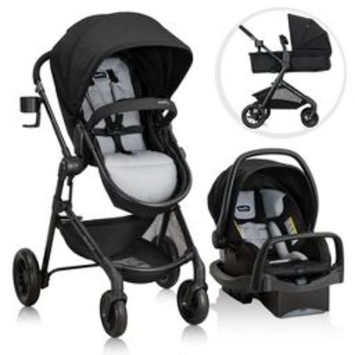 Evenflo Pivot Modular Travel System with LiteMax Infant Car Seat with Anti-Rebound Bar - Oxford Black