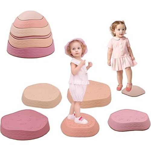 Fanboxk Stepping Stones for Kids,Non-Slip Toddlers Stepping Stones for Promoting Children's Balance Coordination Skills,Obstacle Courses Sensory Toys Outdoor or Indoor Play for Kids 3-8