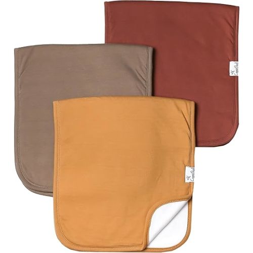 Copper Pearl Premium Baby Burp Cloths - 3-Pack Large Cotton Burp Cloths, Extra Soft Spit Up Rags with 3 Absorbent Layers, Perfect for Baby Boy and Baby Girl Gifts (21" x 10" Size, Dune Set)