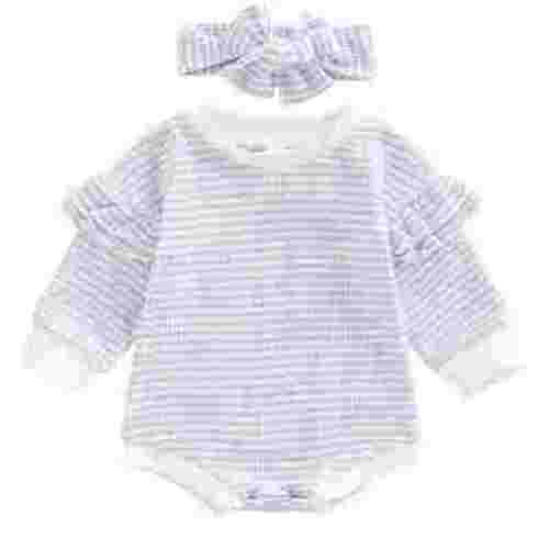 WIBACKER Newborn Infant Baby Girls Oversized Romper Ruffles Sweater Onesie Headband Coming Home Outfit Clothes