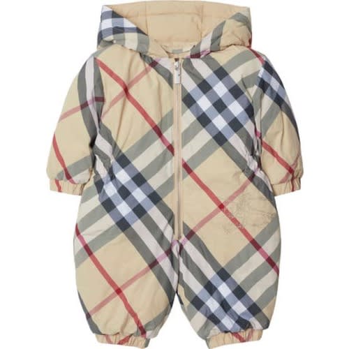 Check Nylon Puffer Suit, 18M