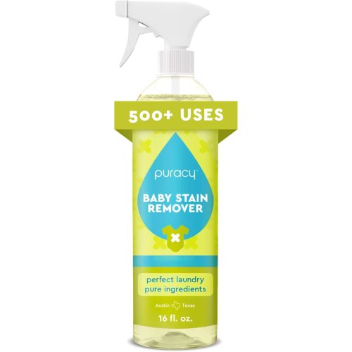 Puracy Stain Remover for Baby Clothes, Newborn Baby Essentials, Enzyme-Based Laundry Spray, Natural Spot and Odor Cleaner, 16 Oz