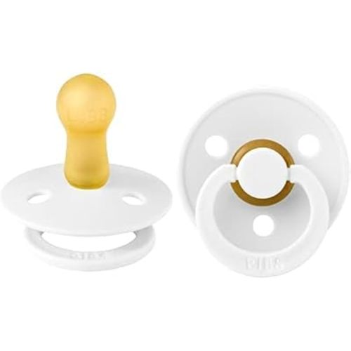 BIBS Pacifiers Colour Collection | Natural Rubber Baby Pacifier | Set of 2 BPA-Free Soothers | Made in Denmark | 6+ Months (Pack of 2) | White