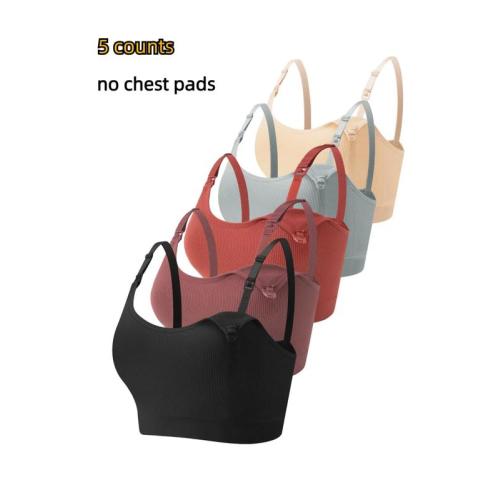 Solid Ribbed Adjustable Strap Wireless Bra, Comfort Maternit - TikTok Shop