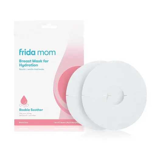 Frida Mom Hydration Packets for Breasts, Hydrate Nipples with Breast Mask Made with Aloe Vera, Honey, Tea Tree Oil, & Cucumber, 2 Sheet Masks