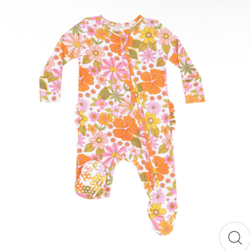 2 Way Zipper Ruffle Back Footie - Boho Beachy Floral – Angel Dear