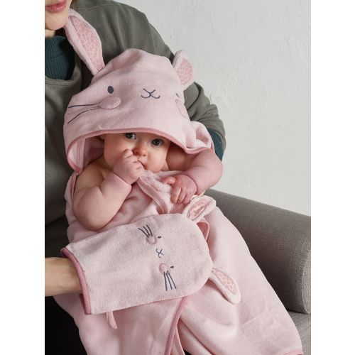 Pink Bunny 100% Cotton Newborn Hooded Baby Towel