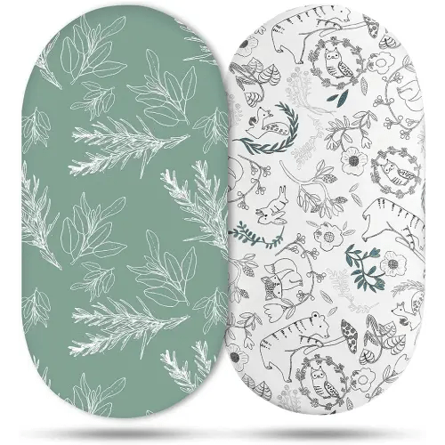 Bassinet Sheets for Baby Boy and Girl, Bassinet Sheet Neutral, Fit for Rectangle, Round, Oval, Hourglass Mattress, Flexible for Different Bassinet Pad/Mattress 2 Pack