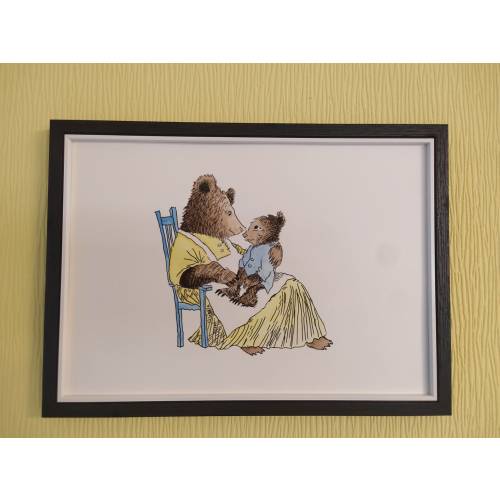 Hand Painted Watercolour Little Bear Watercolour Painting Hug Kid's Wall Art Children's Book