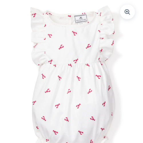 Baby's Twill Ruffled Romper in Brixham Lobsters