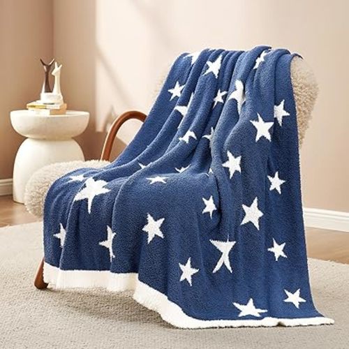 Snuggle Sac American Star Patriotic Throw Blanket Blue, Ultra Soft Cozy Throw Blanket for Couch,Sofa, Bed, Living Room, Blue,50x60 inches