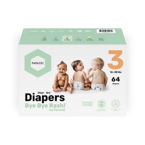 Parasol Clear+Dry Natural Disposable Diapers, Size: Size 3