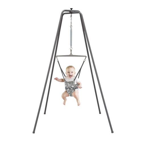 *Elite* Safari Print Saddle-The Original Jolly Jumper with Stand. Trusted by Parents to Provide Fun for Babies and to Create Cherished Memories for Families for Over 75 Years, Grey Safari