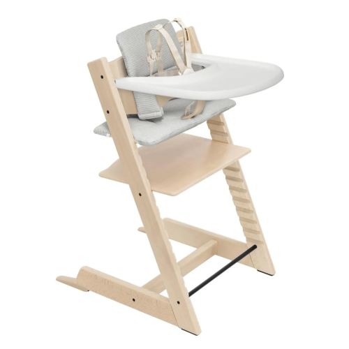 Stokke Tripp Trapp High Chair 2, Cushion 2 + Stokke Tray - Includes Chair + Baby Set