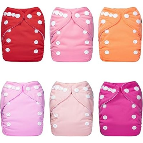 ALVABABY Newborn Cloth Diapers,Reusable Cloth Diaper for Preemie,6pcs Diaper Covers with 12 Newborn Diaper Inserts, Less Than 12pounds Baby Girl