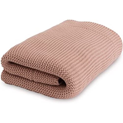 Natemia Knitted Baby Receiving Blanket, Ultra Soft Organic Cotton 30”x 40” Stroller and Nap Time Toddler Blanket