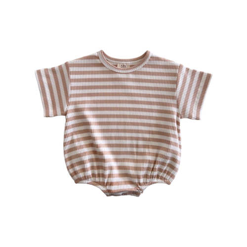 Tan Stripe / Organic Ribbed T-Shirt Bubble