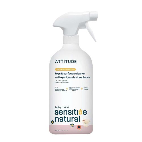 ATTITUDE Toy and Hard Surface Cleaner, Plant and Mineral Based Ingredients, Vegan, Baby and Kids Household Products, Sensitive Skin, Unscented, 27.1 Fl Oz