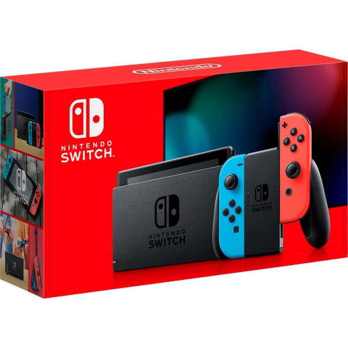 Nintendo Switch Console with Neon Blue & Red Joy-Con.