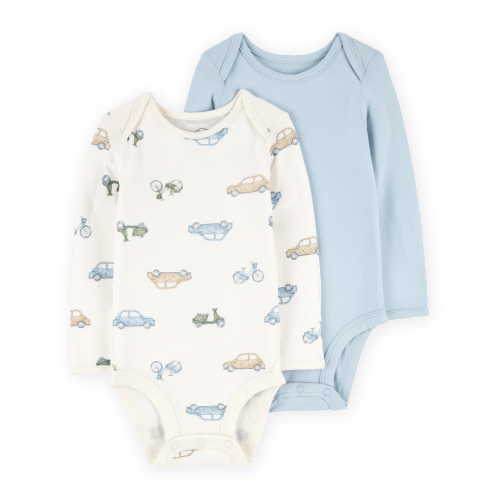 Baby 2-Pack Long-Sleeve PurelySoft Bodysuits - Blue/Ivory - Carter's | Carter's