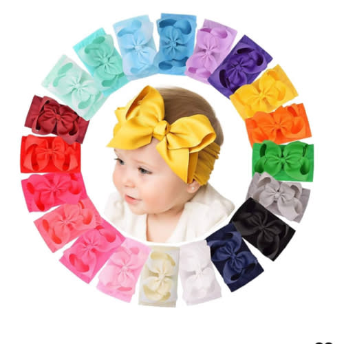doboi 20pcs Baby Girls Bows Headbands Nylon Hairbands Ribbon Bow Elastic Hair Accessories for Newborns Infants Toddlers and Kids