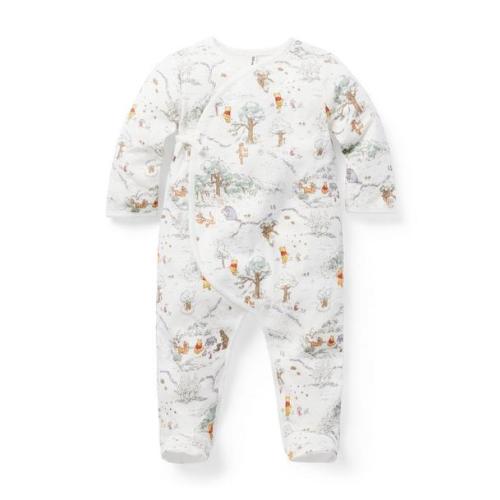 Newborn Jet Ivory Toile Disney Winnie The Pooh Baby Footed Wrap One-Piece by Janie and Jack
