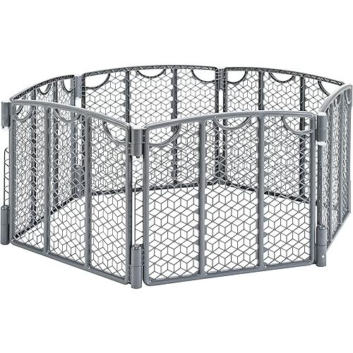 Evenflo Versatile Play Space Adjustable Play Area, 6-Panel (Cool Gray)