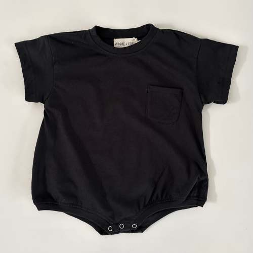 Cory Pocket Romper in Black