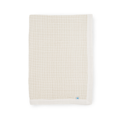 Cotton Muslin Baby Quilt - Tan Gingham