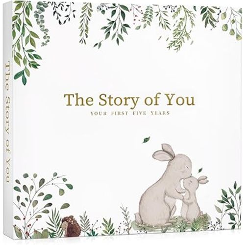 Baby Book Keepsake for Boys or Girls Timeless Baby Memory Book Gender Neutral Journal Scrapbook Photo Album A Milestone Book from Birth to Age 5 (A-rabbit)