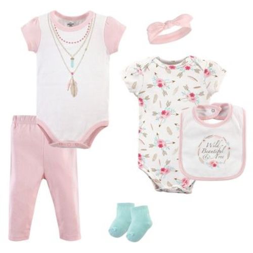Little Treasure Baby Girl Layette 6-Piece Set, Boho, 0-3 Months