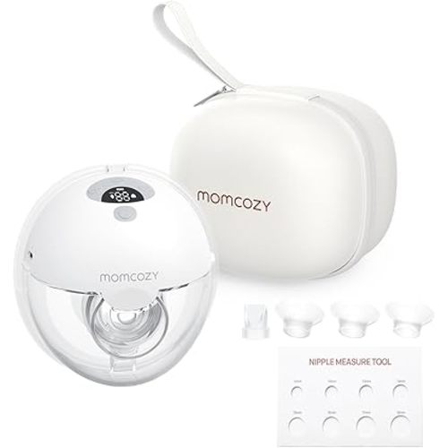 Momcozy M5 Hands Free Breast Pump, Double Wearable Breast Pump of Baby Mouth Double-Sealed Flange with 3 Modes & 9 Levels, Electric Pump Portable - 24mm, 1 Pack Gray