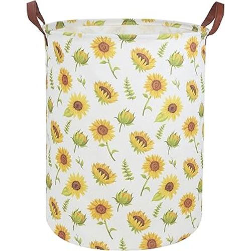 Girls Laundry Hamper,Sunflower Laundry Basket Collapsible Girls Storage Baskets for Home Decor,Office,Toy Organizer,(Sunflower)