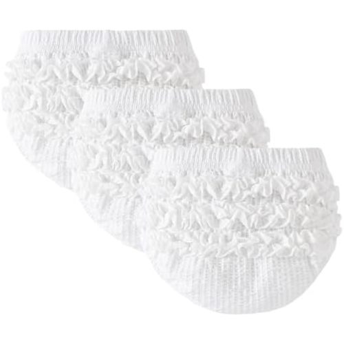 SOBOWO Baby Girl Bloomers Ruffle Diaper Cover for Girls Ribbed 3-Pack Newborn Infant Toddler Underwear for Cake Smash, Daily