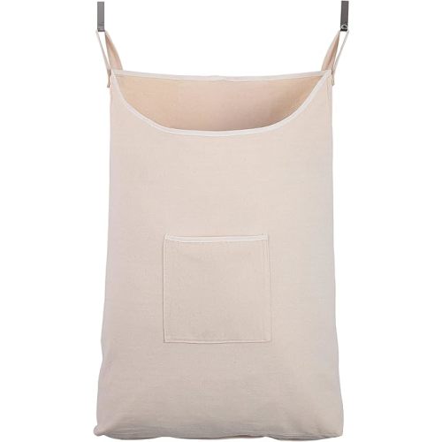 Laundry Collector, Laundry Hamper, Door Hanging Laundry bag with hooks (Beige, 65Liters)