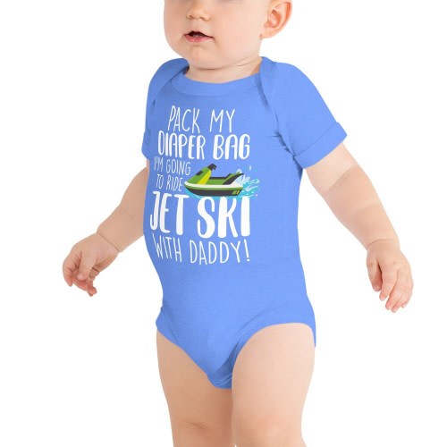 Jet Ski Baby Bodysuit | Pack Diaper Bag Jet Ski With Daddy, Water Sport Dad, Jet Ski Family Baby Shower Gift Idea