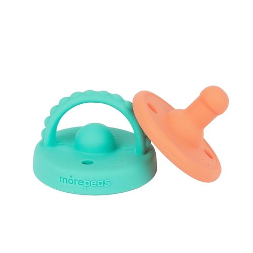 morepeas Flip and Store Pacifier | Silicone Newborn to Toddler Pacifiers with Protective Case | Teething Ring and 2 Air Holes for Added Safety