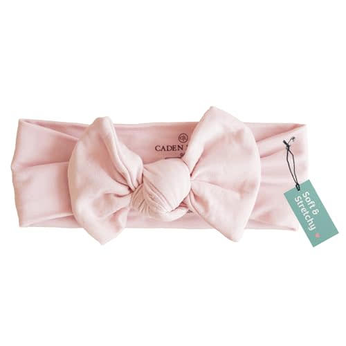 Caden Lane Baby Headwrap with Knotted Bow, Soft & Stretchy Bamboo Viscose, Comfortable Infant Hairband for Newborn & Toddler Girls, Ideal Gift for Baby Shower & Milestone Celebration, Pale Pink