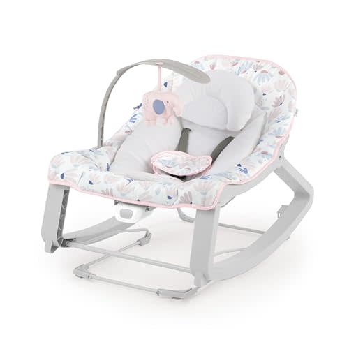 Ingenuity Keep Cozy 3-in-1 Grow with Me Vibrating Baby Bouncer Seat & Infant to Toddler Rocker, Vibrations & -Toy Bar, 0-30 Months Up to 40 lbs (Pink Burst)