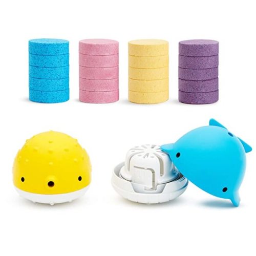 Munchkin Color Buddies Moisturizing Bath Water Color Tablets & 2 Toy Dispensers, 20 Tablets
