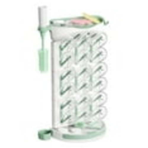 Momcozy DIY Larger Bottle Drying Rack for 18 Bottles, Space Saving Countertop Vertical Rack with Brushes Holder, Detachable Travel Bottle Rack for Baby Accessories & Pump Parts