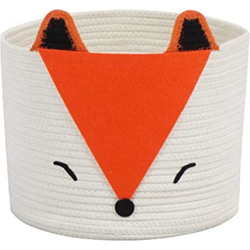 Orange Fox Storage Basket - Medium, Multipurpose for Baby Diapers, Laundry, Kids Room, Dog/Cat Toys - Ideal for Woodland Nursery Decor & Organizing