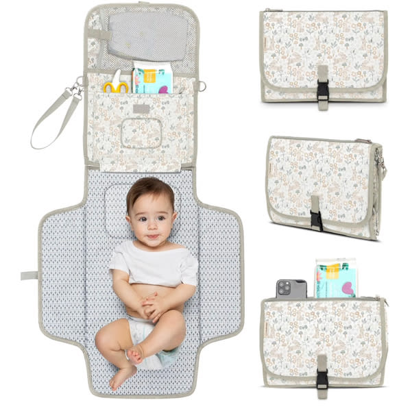 Amazon.com: KeaBabies Portable Diaper Changing Pad, Baby Changing Mat (Prairie) | Waterproof, Wipeable, Large, Padded, On The Go, Car, Travel Diaper Clutch Bag, Easy to Use Pockets for Newborn Essential