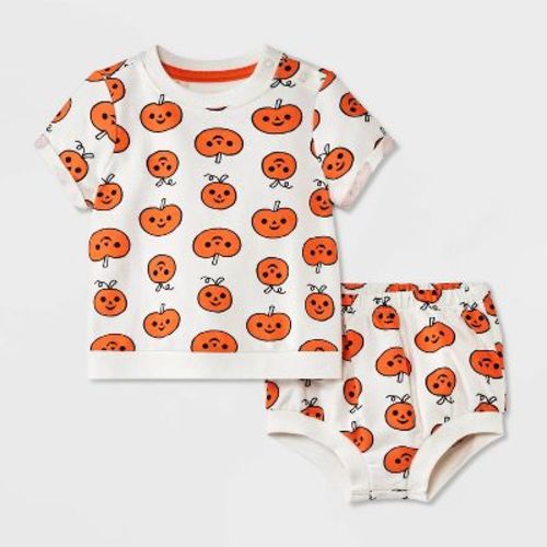 Baby Halloween Pumpkin Top & Bloomer Set - Cat & Jack™ White Newborn