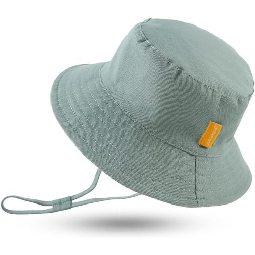 Cotton Baby Sun Hat Infant Toddler Boys Girls Bucket Hats Summer Sun Protection Kids Beach Caps - 3-6 Months - Green