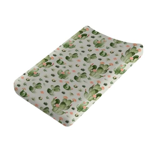 Desert Cactus Floral Baby Changing Pad Covers for Boy Girl 32''x16'' Watercolor Cactus Southwest Plants Fitted Diaper Change Table Mats Vintage Cactus Flowers Soft Breathable Cradle & Bassinet Sheets