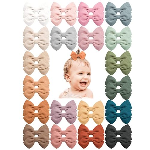 Prohouse 40 PCS Baby Girls Hair Clips Fully Lined Non Slip For Infant Fine Hair Bows Barrettes for Toddlers Kids Children in Pairs - Light