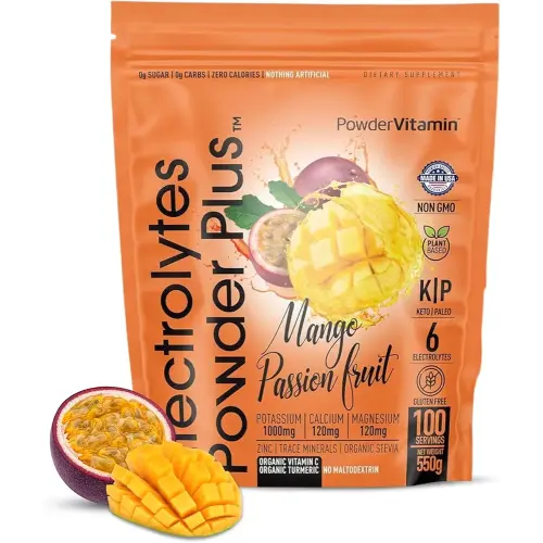 Electrolytes Powder Plus (100 Servings) Mango Passionfruit Electrolyte Powder Zero Calorie Keto,0Sugar, No Maltodextrin,1000mg Potassium,120mg Calcium,120mg Magnesium