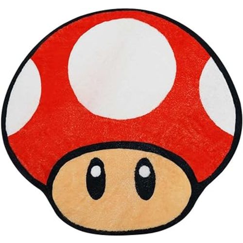 Cute Mushroom Bath Mat Red Irregular Shaped Bathroom Rugs for Kids Non-Slip Absorbent Washable Bath Mat Shaggy Kids Bedroom Rug Decor Entrance Door Mat for Shower Room and Bathtub